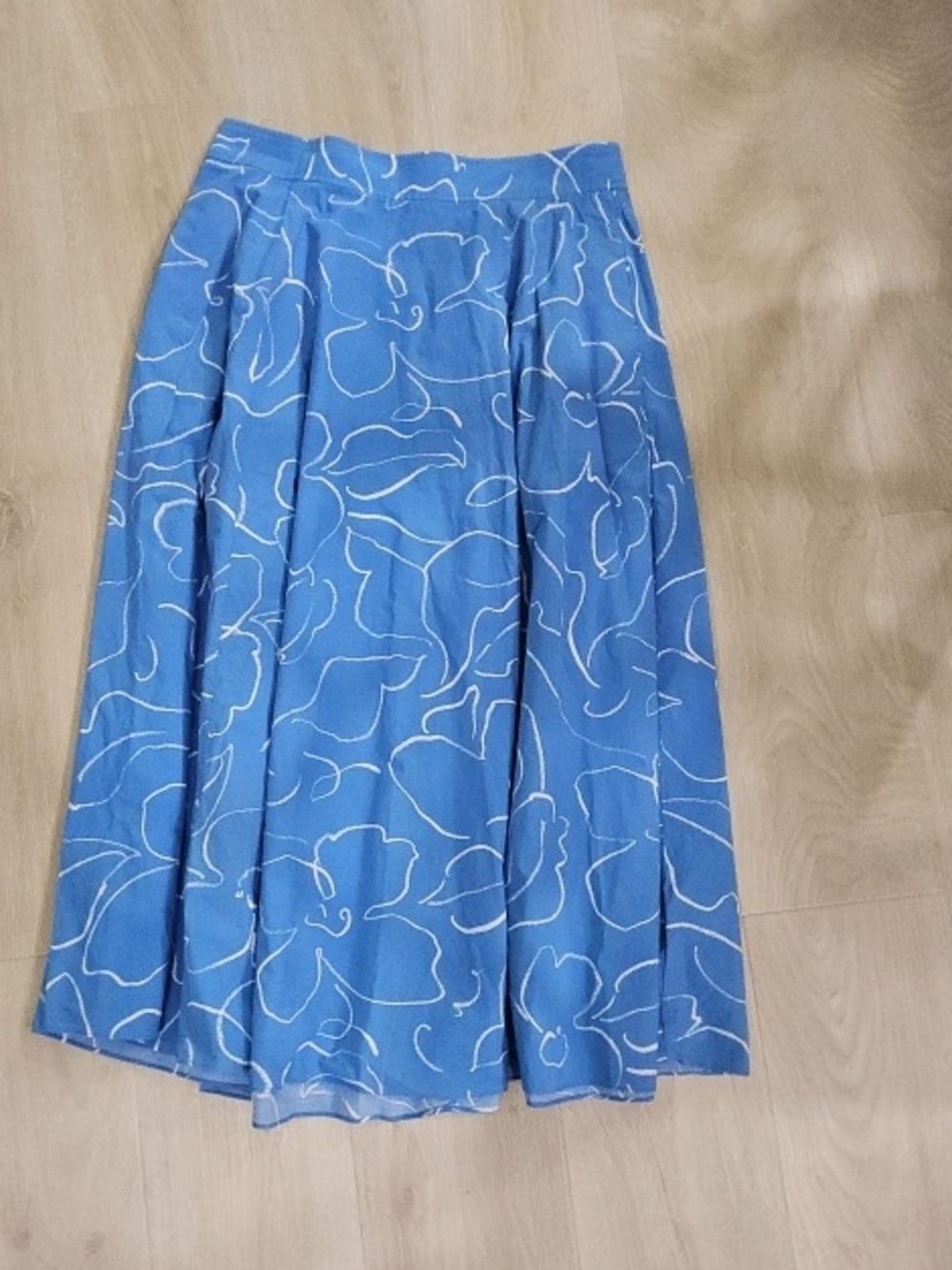 Blue Floral Midi Skirt - Women's Pleated Skirt